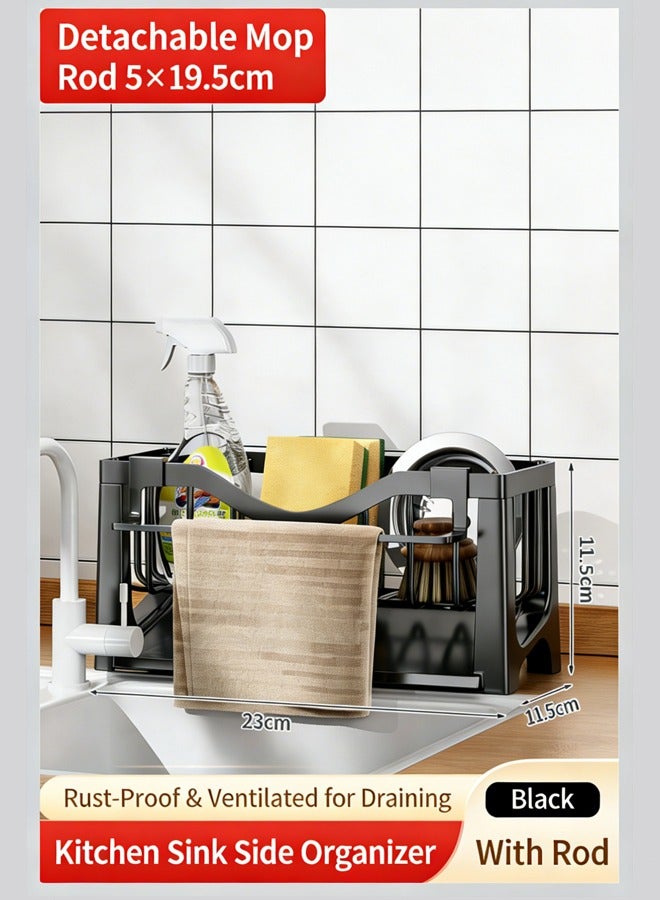 لوكيبا حامل إسفنجة حوض، منظم حوض المطبخ، منظم إسفنجة أطباق من الفولاذ المقاوم للصدأ 304 مع صينية تصريف تلقائية، حامل فرشاة موزع صابون الأطباق، تخزين - Image 2